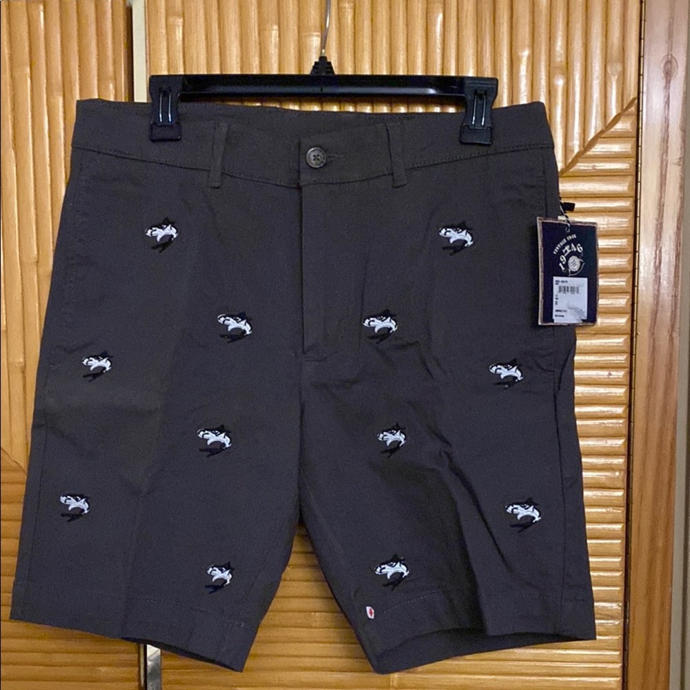 Vintage 1946 Men's Dark Gray Embroidered Shorts